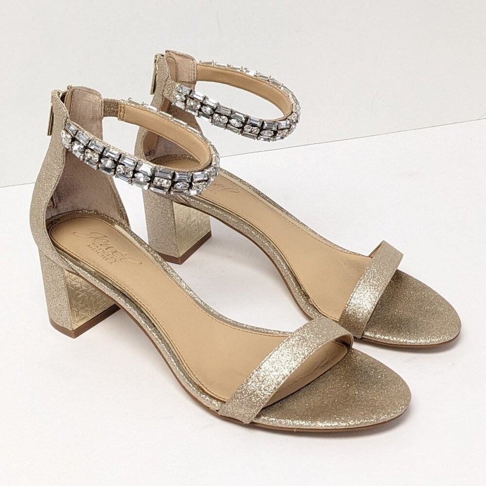 Badgley Mischka Katerina Heeled Dress Sandals, Gold, Women's 9.5